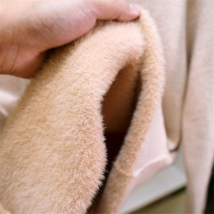 Pullover Für Frauen Winter Verdicken Rollkragen Schlank Stricken Pullover Neue Warme Plüsch Samt Gefüttert Strickwaren Jumper Tops Casual Poleras