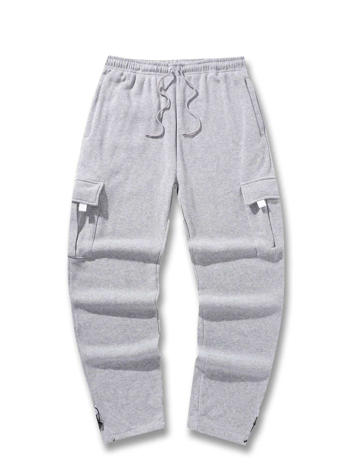 Mens Sweatpants Straight Fit Casual Pants Autumn Winter Men Running Jogger Sports Gym Trousers Solid Color Multi-pocket Pants.