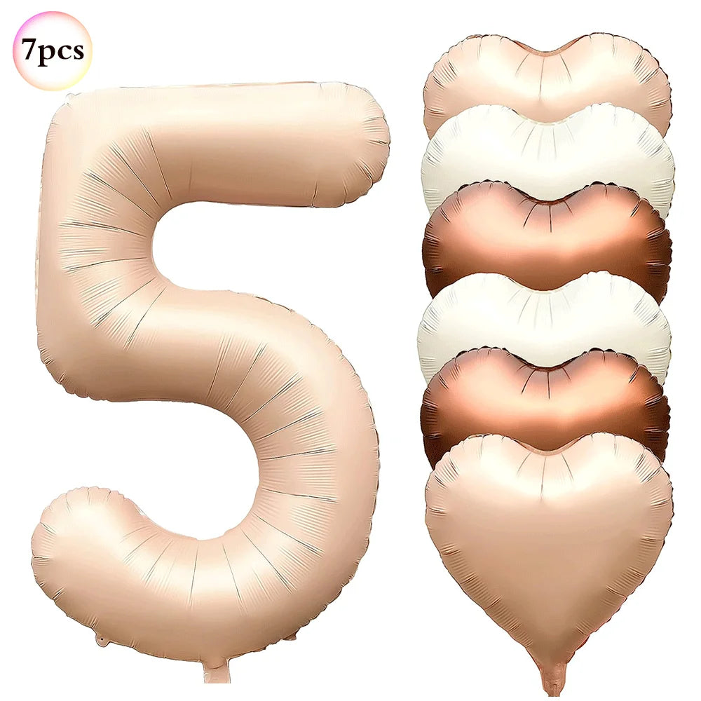 40in Cream Big Number Balloon 18in Three Color Love Foil Helium Balloons Aldult Birthday Set Boys Girls 1st Birthday Decorations