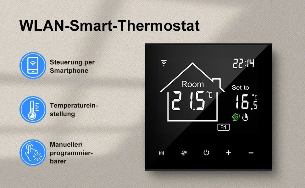 CONENTOOL WiFi Electric Thermostat 16A Floor Heating Smart Home with Alexa Tuya Google Digital Temperature Controller App Remote.