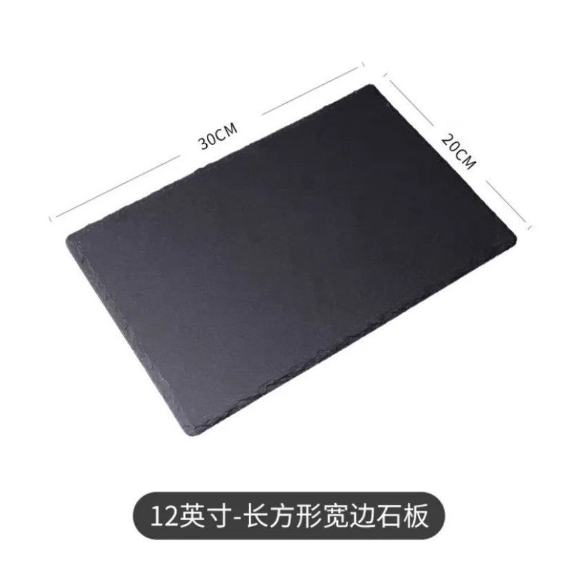 Japanese And Korean Style SLATE Plate Dessert Sushi Flat Western Food Black SLATE Plate Tableware.