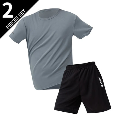 2/4/6 Pcs Plus Size Men's Quick-drying Short-sleeved Shorts Suit Men's Leisure Sports Running Fitness T-shirt Joker Shorts Teen.