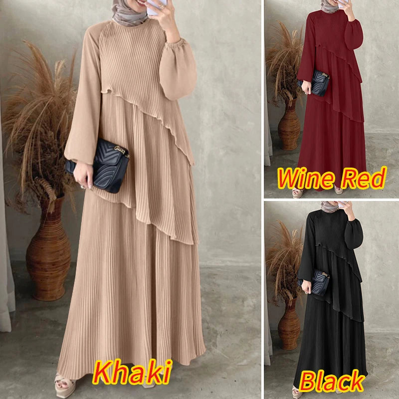 2025 ZANZEA Fashion Women Autumn Long Sleeve Maxi Sundress Muslim Abaya Dresses Duabi Robe Femme IsIamic Clothing Hijab Vestidos.
