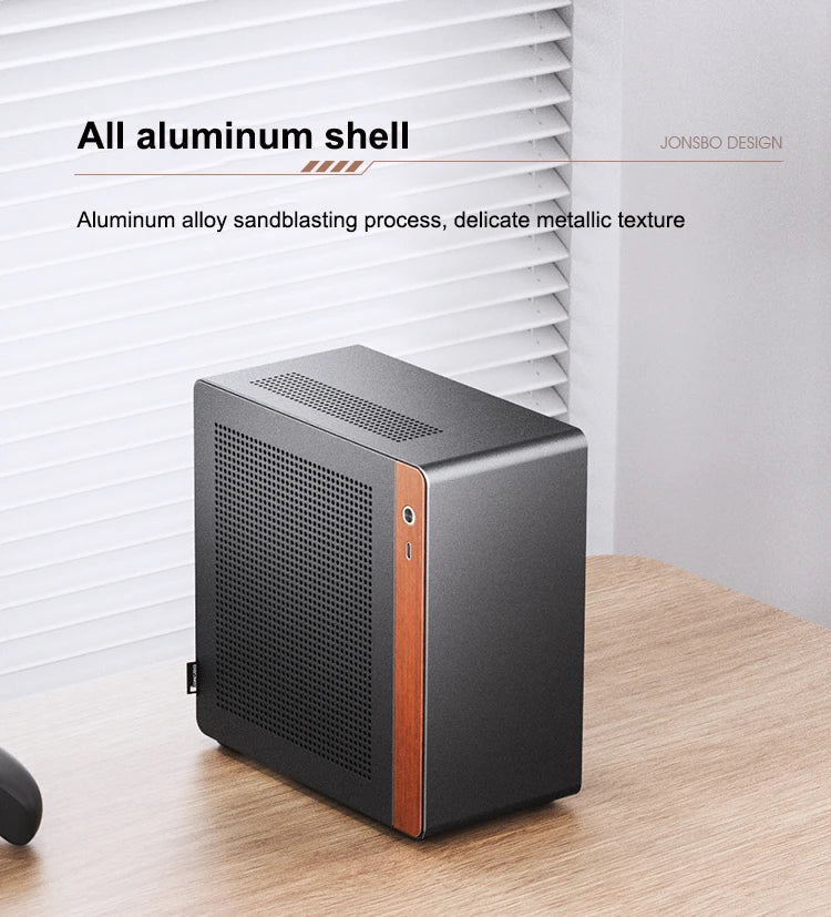 JONSBO N10/NV10 MINI ITX Case Supports 1U FLEX Power Supply Aluminum Alloy Desktop Office Computer Case.