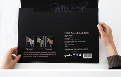 2 Sheets Animal Scratch Art Paper Set with Stylus DIY Rainbow Craft Lion Unicorn Cat Dog Painting Toy Creative Kids Adults Gift.