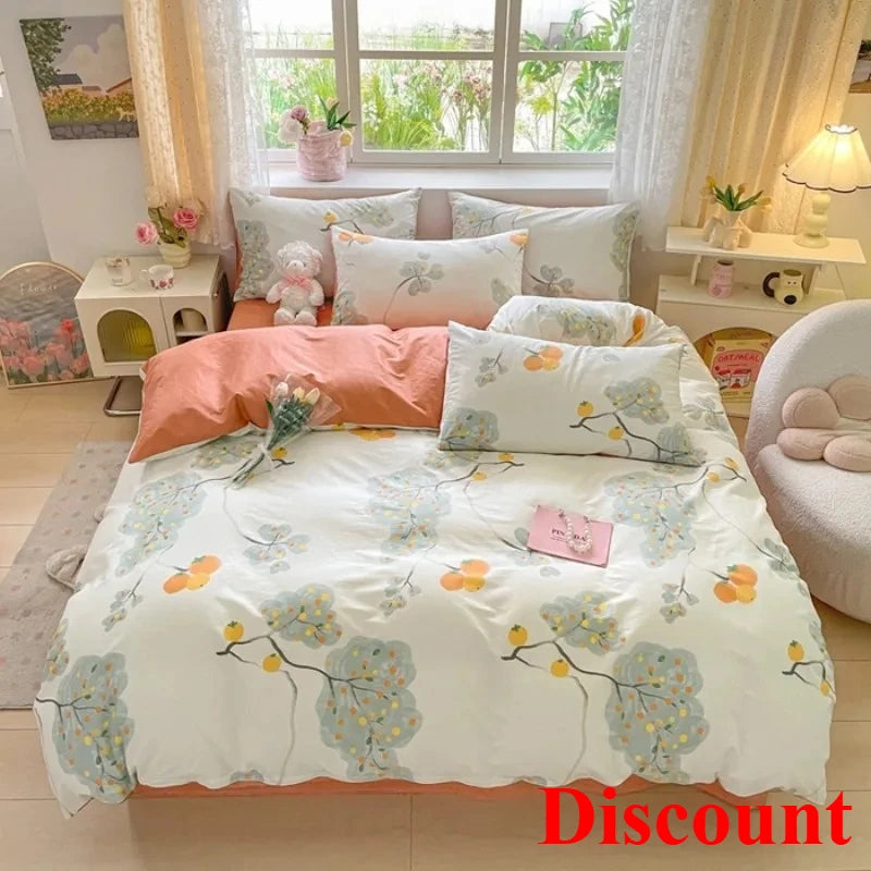 2025 new Cotton Duvet Cover Set with 2 Pillowcases 1 bed sheet - Elegant & Breathable Bedding Set,Fade-Resistant, Multiple Sizes.