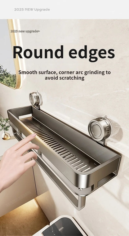 Kein Stanzen Saugnapf Saug Badezimmerregal Badezimmerregal Toilettenraum Aluminium Hängeregal Badezimmer Organizer Hängen an der Wand
