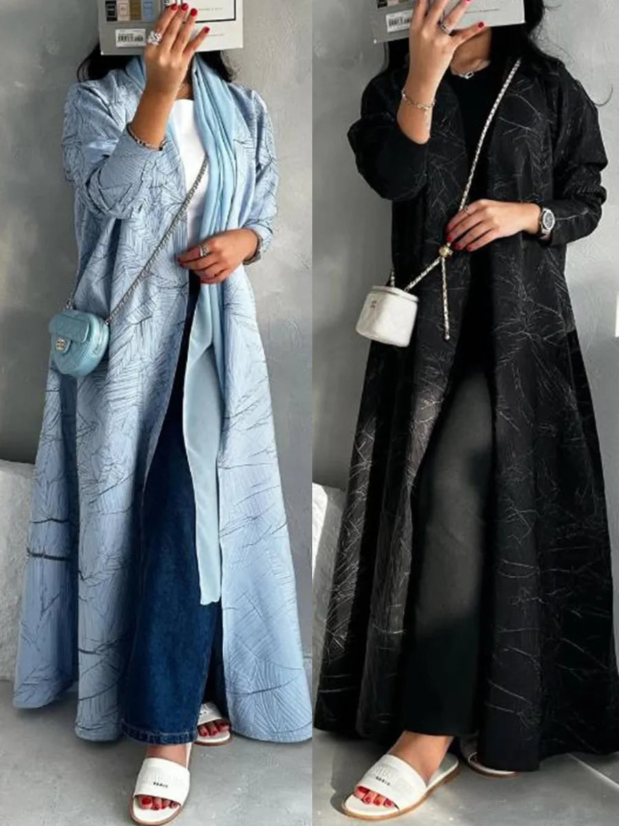 Women Muslim Arabic Abaya Luxury Fold Stripes Kimono Cardigan Coat Long Dress Kaftan Modest Robe Femme Islam Clothing Kebaya.