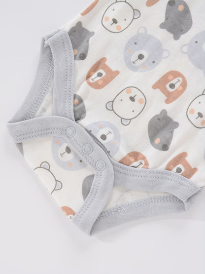 4PCS Neugeborenen Strampler Kurzarm Rundhals Cartoon Tier Blumen Drucken Body Onesies Für Baby Jungen Und Mädchen Kleidung