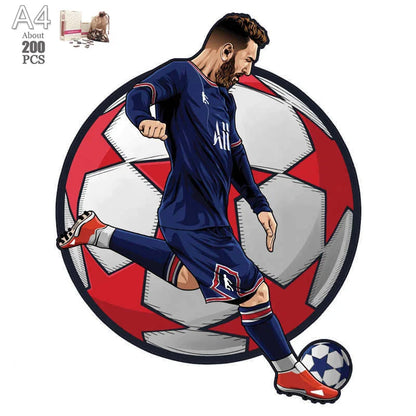 Soccer Player Wooden Puzzle for Football Fan Sports Star Wood Jigsaw Advanced Difficulty A3 A4 Size Puzzles