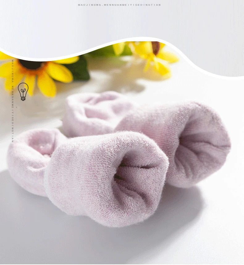 1 Pairs Winter Warm Wool Women Socks  Thicken Plush Solid Color Christmas Against Cold Snow Soft Therma Sleep Sock.