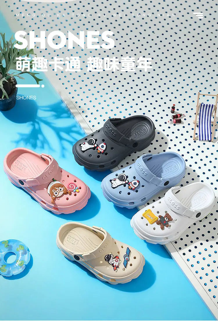 3-12y Kids Mules & Clogs Summer Boys Girls Sandals Cartoon 6 Colors Non-slip Comfortable Beach Slippers Children Garden Shoes 24.
