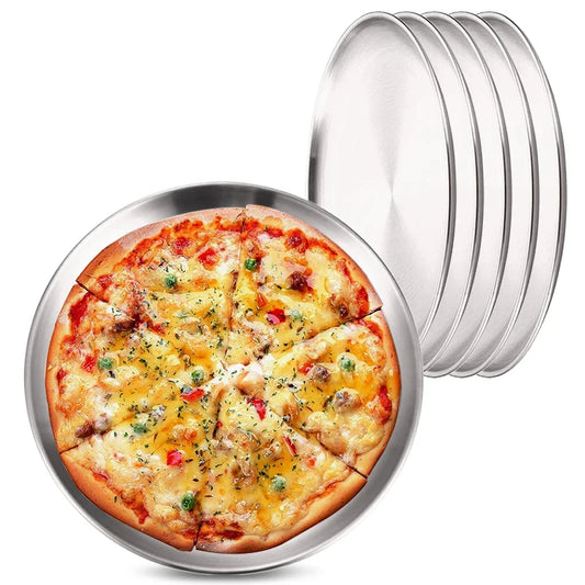 6Pcs High Quality Stainless Steel Bone Spitting Dish Silver Colors Shallow Tray Metal Dining Disc Fruit Meat Round Plate.