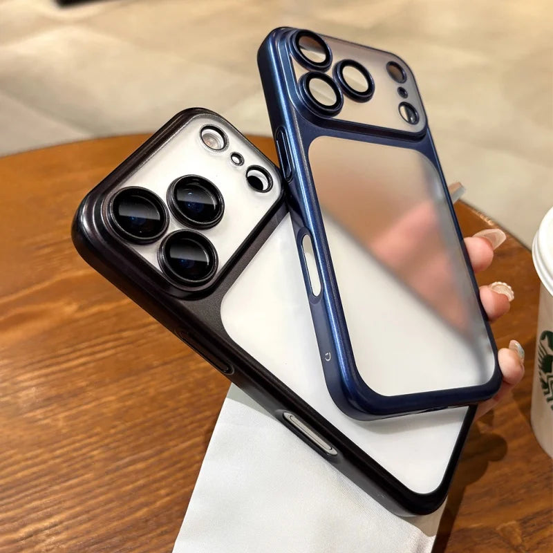 Plating Frosted Translucent Thin Phone Case For iPhone 17 Pro Max 17 Pro 17 Air 17 Series Official Cosmic Orange Bumper Cover.