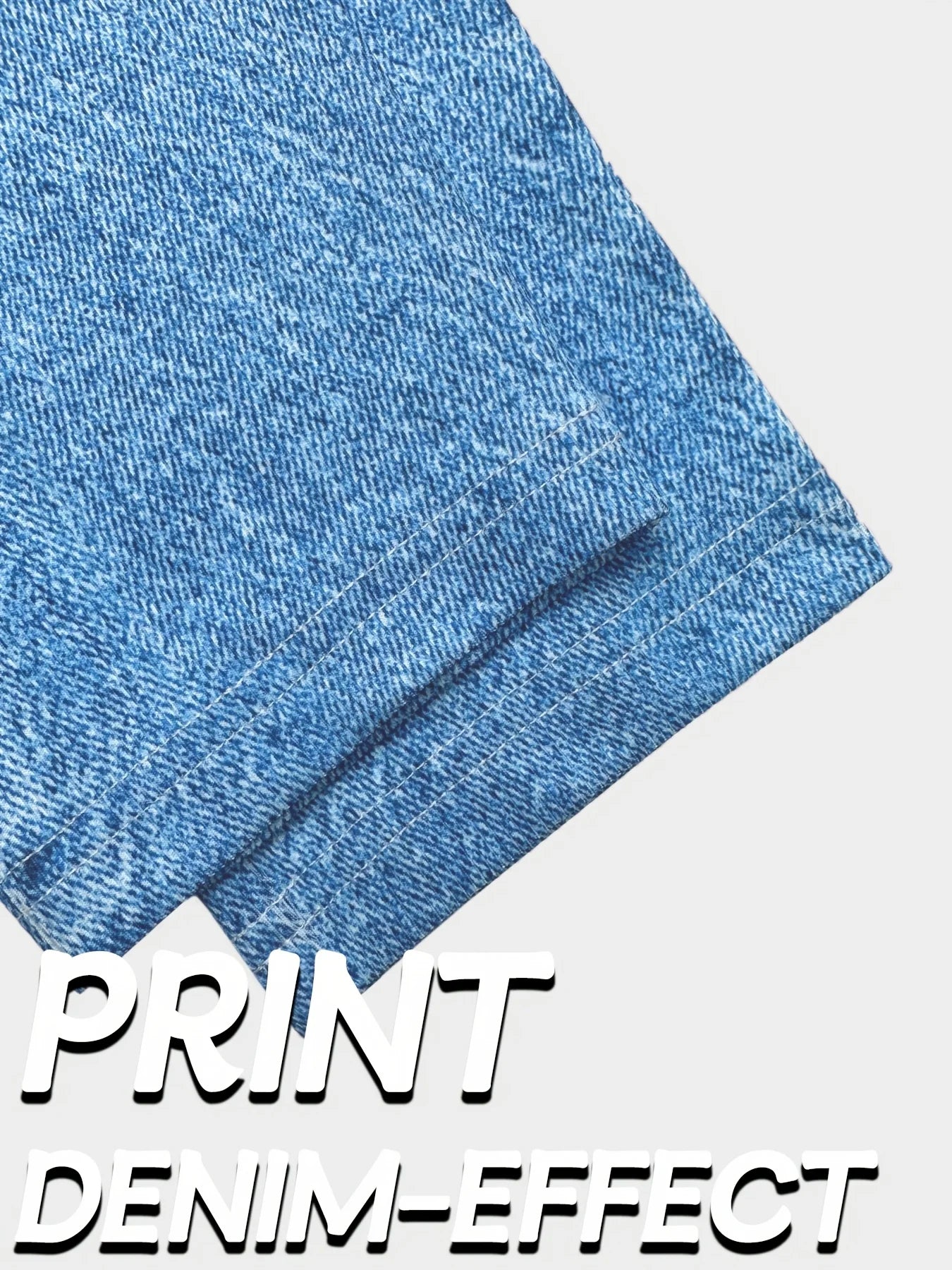 Plus Size High Waisted Skinny Jeans Faux Denim Printed Stretch Leggings Distressed Effect Women's Comfortable Fit Stretchy Pants.