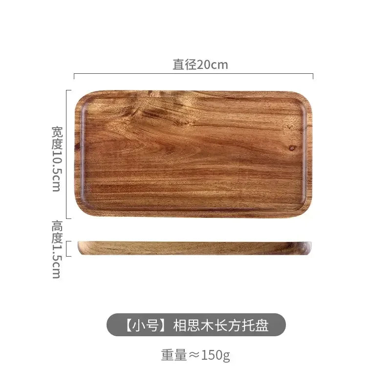Rectangle Wooden Tea Tray Serving Table Plate Snacks Food Storage Dish for Hotel Home.