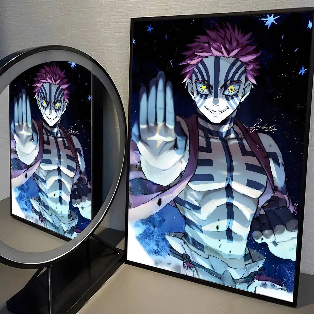 Japanese Anime Akaza D-Demon Slayer Poster High Quality Dorm Living Room Aesthetic Wall Decoration Painting Stickers Gift.