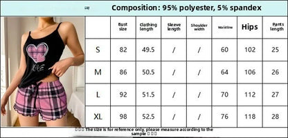 Frauen Sexy Hosenträger Shorts Dünne Pyjamas Brief Drucken Plaid Shorts Große Pyjamas Romantische Hause Tragen Sexy Nachtwäsche Kurze Pyjama.