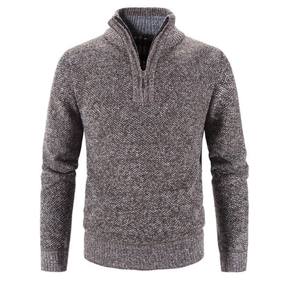 Winter Men's Fleece Thicker Sweater Half Zipper Turtleneck Warm Pullover Quality Male Slim Knitted Wool Sweaters for Spring.