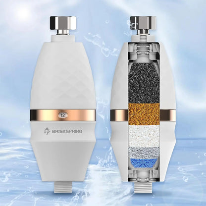 Briskspring Shower Water Filter Purifier To Remove Chlorine Heavy Metals With Time Reminder Shower Head  filter for hard water.