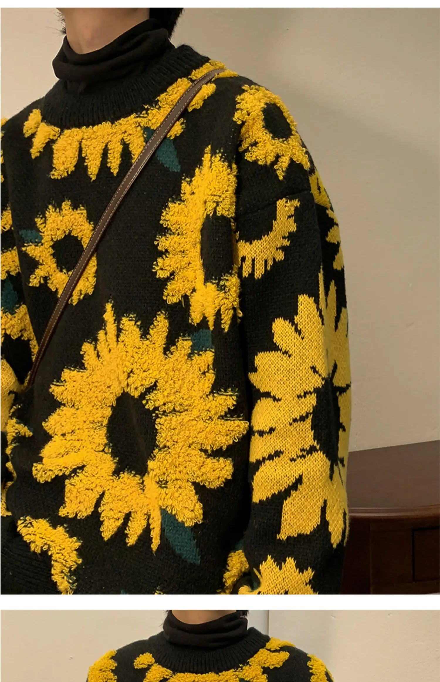 2024 Sweater Winter Sunflower Warm Sweaters  Fashion Male O-Neck Pullovers Sweater Men Loose Casual Sweater Thick Knitted Unisex.