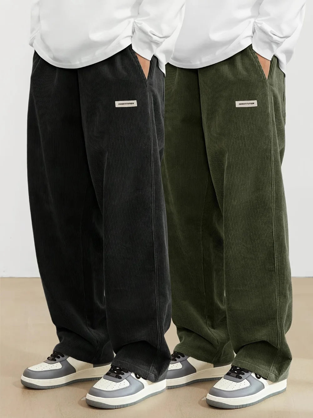 Corduroy pants men clothing Sweatpants Loose-Fit Casual Pants man baggy hosen Regular Length Trousers men cargo pants women.