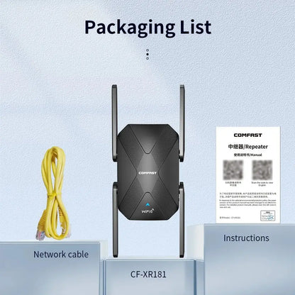 COMFAST 1500Mbps WiFi6 Repeater WIFI Extenders WiFi Router Signal Booster AX1500 2.4G 5.8G Wifi6 Long Range Amplifier 100M RJ45.
