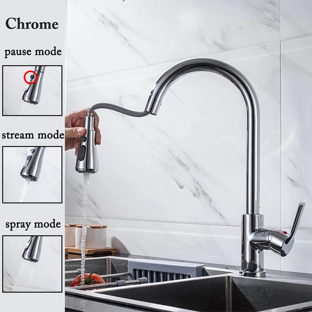 Kitchen Faucet Black Kitchen Tap  Pull Out  Kitchen Sink Mixer Tap Brushed Nickle Stream Sprayer Head Chrome Kitchen Water Tap