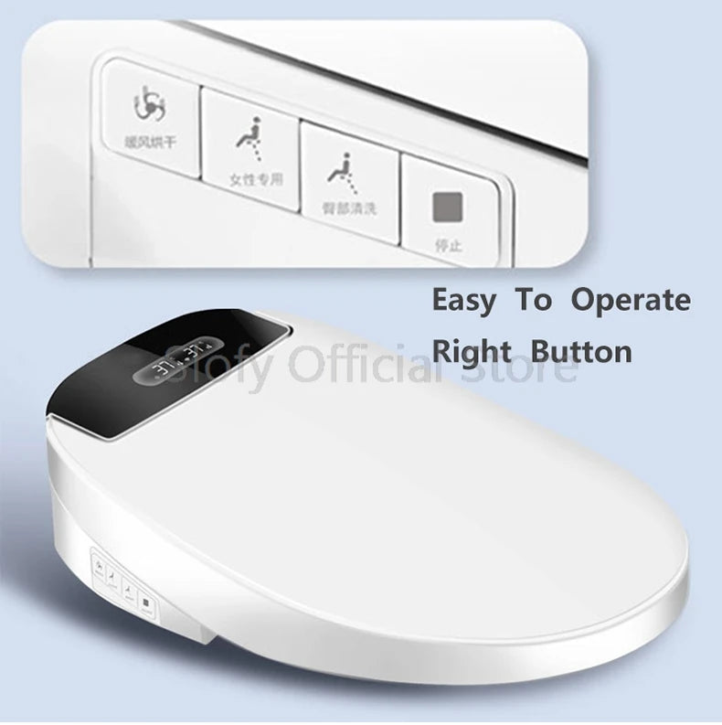 Intelligente Toilettenabdeckung, Bidet-Toilettensitz, Fernbedienung, LED-Anzeige, Nachtlicht, länglicher Lufttrockner, mehrere Sprühmodi, Toilettensitz