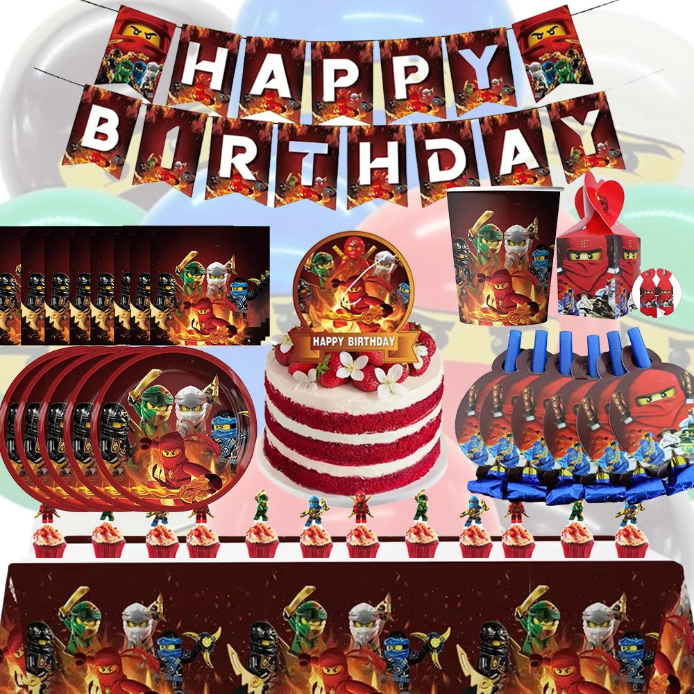 Neue Ninja Geburtstag Dekoration Supplie Ballon Geschirr Cartoon Banner Hintergrund Kuchen Dekoration Party Supplie Baby Dusche geschenk.