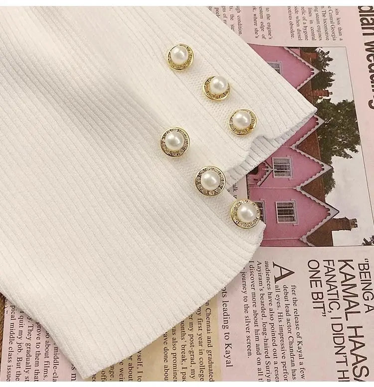 2025gestrickte Kleidung Herbst Winter Korean Fashion Solid Pullover Frauen Kurzarm Tops Pull Femme Beiläufige Dünne Weibliche Pullover.