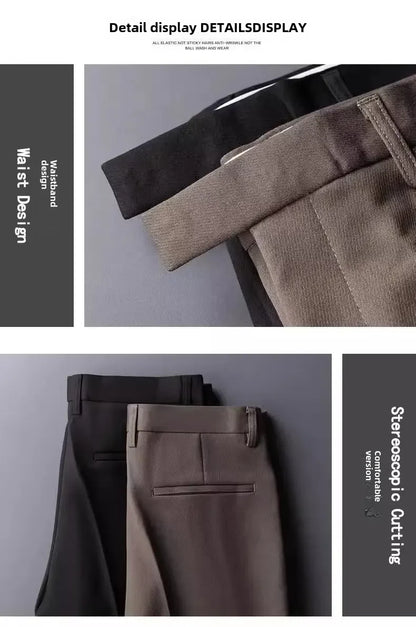 English Gentleman's Coffee Color Business Suit Pants Casual Draped Trousers For Men Fashionable Spring Autumn Small Foot.