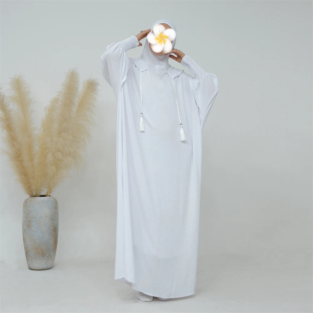 Ramadan Eid Dubai Linen Khimar Abaya Damen Muslim Modal Hijab Dress Kaftan Abayas For Women Kebaya Robe Femme Musulmane.