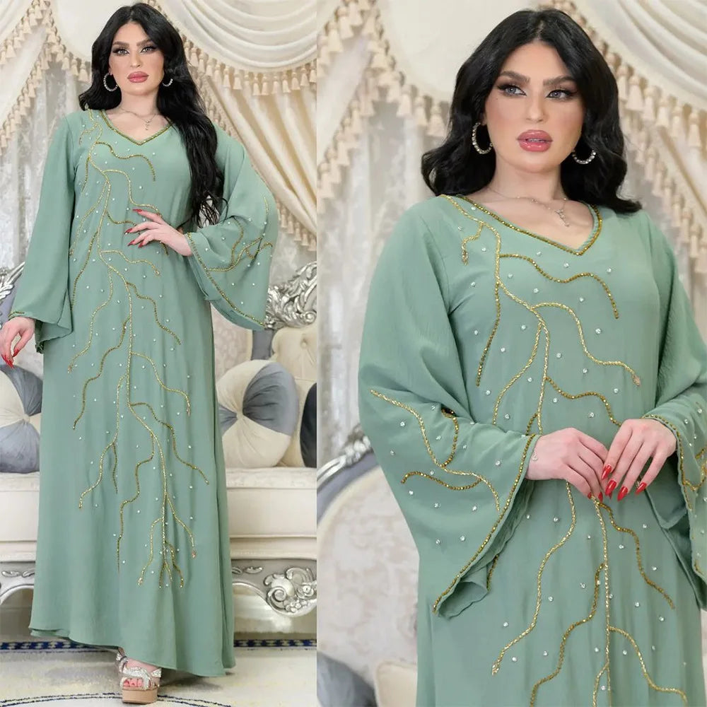 Kaftan Eid elegante muslimische Frauen Kleid Ramadan Party Dubai Abaya Truthahn Islam lange Abendkleider Musulmane elegante Vestidos.