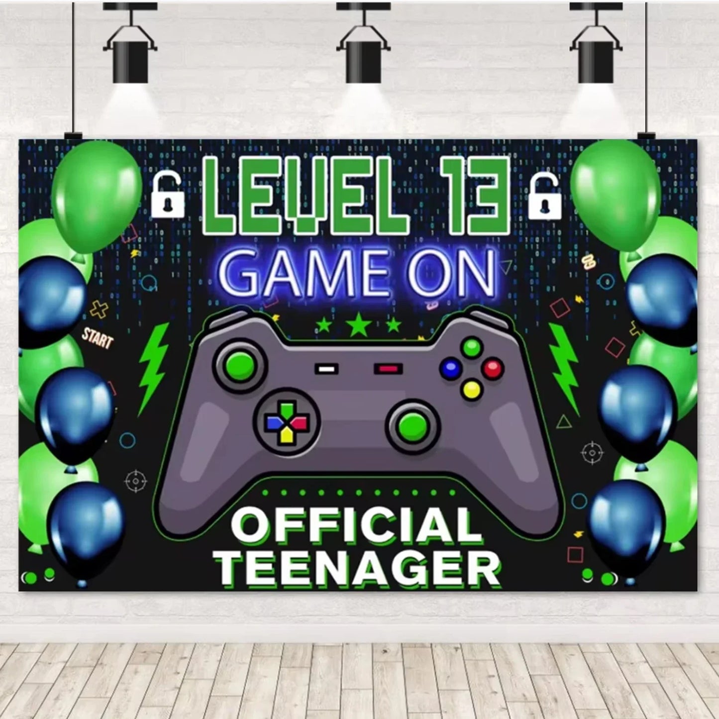 Game On Theme Video Gamer Kids Birthday Party Neon Green Gaming Next Level Up Background Baby Shower Decoration Supplies Props