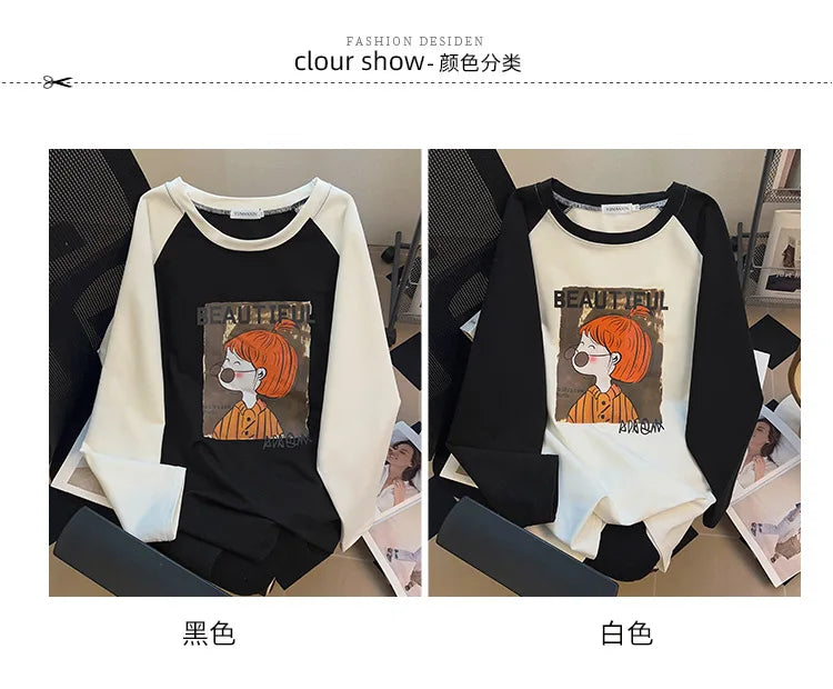 170kg Plus Size Damen Büste Herbst lässig Mode bedruckt Sweatshirt lose Langarm Top 6xl 7xl 8xl 9xl 10xl 11xl.