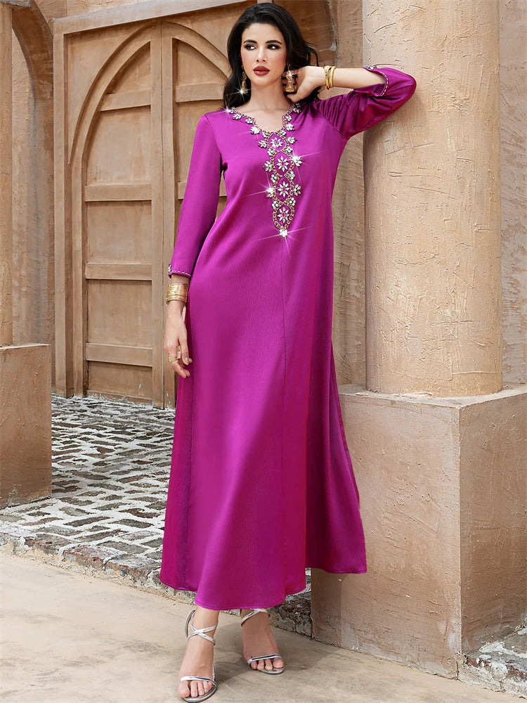 Ramadan Purple Abaya Damen Dubai Arabic Islam Prayer Clothes Muslim African Dresses For Women Kebaya Kaftan Robe Musulmane Femme.