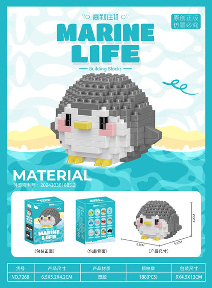 Marine Animals Micro Particle Building Blocks Toys for Children 6 to 10 Years Animal Diy Assembled Toys Puzzle Games Child Gifts.