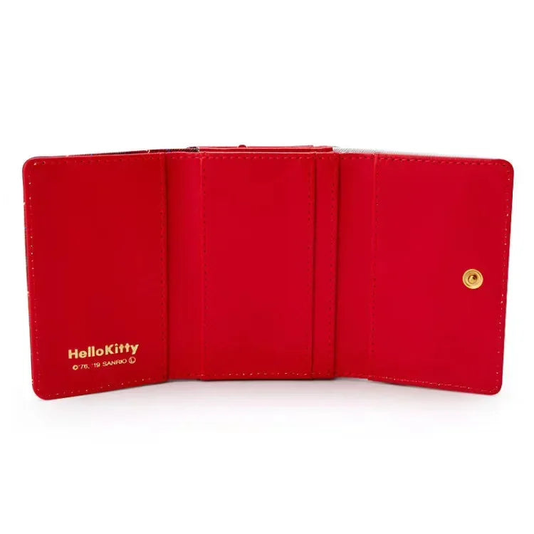 Sanrio Hello Kitty Bag Kawaii Cinnamoroll My Melody Kuromi Casual Fashion PU Leather Wallet Cute Folding Card Bag Birthday Gifts.