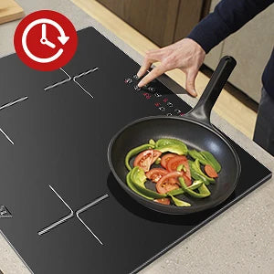 Induction Hob 4 Plates Built-in Electric Cooktop 60cm Booster Touch Control 6000W 9 Power Levels 1-99Minute Timer Child Lock.