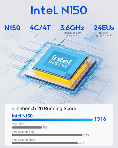 AOOSTAR R1 Mini PC NAS Router, Intel N150 4 Cores Max 3.6GHz, 16GB RAM 512GB SSD, HDMI+Type-C Triple 4K Display, WiFi 6 2*USB3.0.