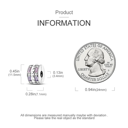 Silver Clasp 925 Sterling Silver CZ pave Clip Charms Daisy Beads Stopper Safety Chain fit Original Bangle Bracelet Jewelry Clip.