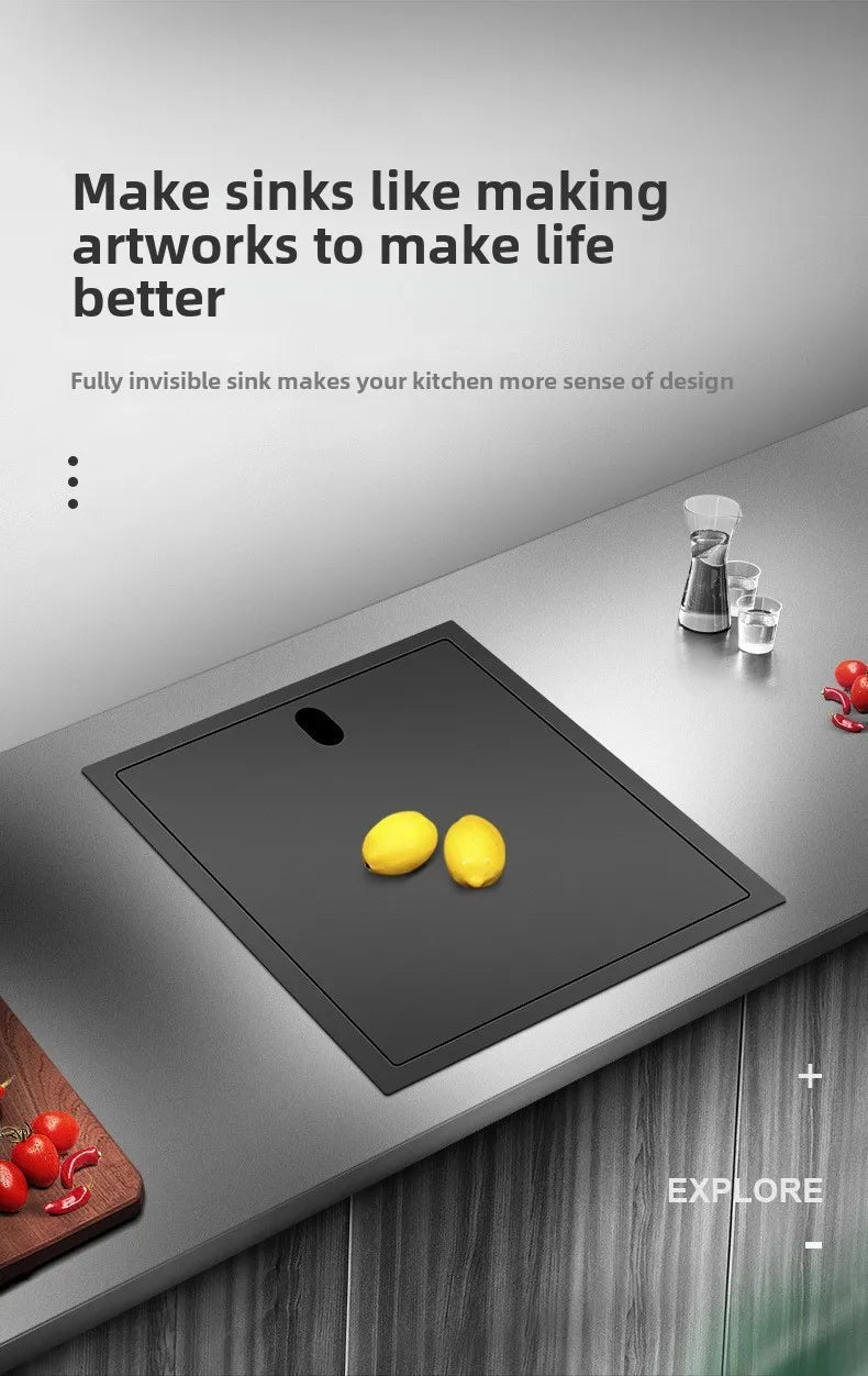 304 Stainless Steel Bar Sink Small Kitchen Sink Hidden Cup Washer Single Slot With Lid Balcony Garden ﻿