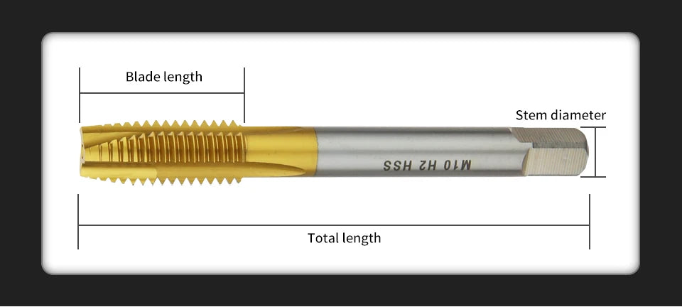 HSS Titanbeschichtung Gewindebohrer Bohrer M2 M2,5 M3 M3,5 M4 M5 M6 M8 M10 M12 Metrische gerade Nut Gewindebohrer Handwerkzeuge