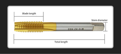 HSS Titanbeschichtung Gewindebohrer Bohrer M2 M2,5 M3 M3,5 M4 M5 M6 M8 M10 M12 Metrische gerade Nut Gewindebohrer Handwerkzeuge