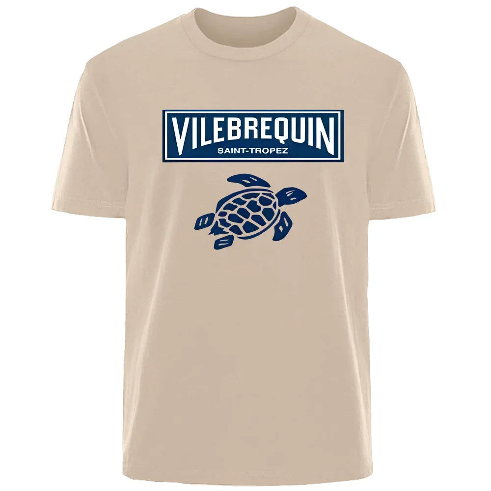 Interesting turtle outdoor travel vacation T-shirt for men, 100% pure cotton comfortable, loose and breathable top for summer.