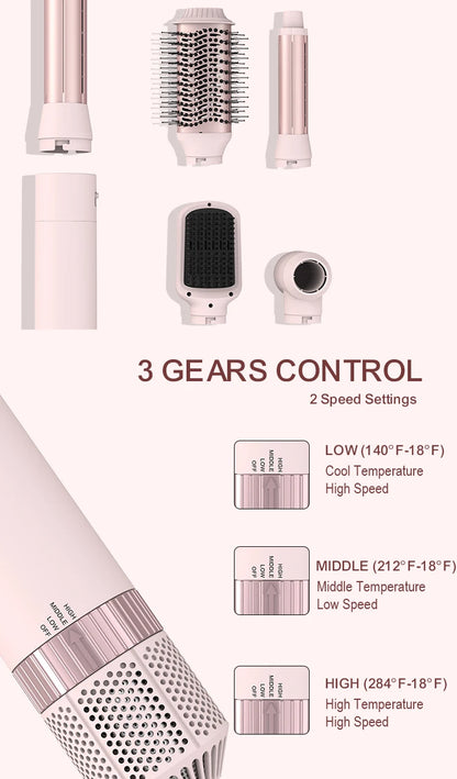 5in1 Hair Dryer Brush Curling Iron Hair Dryer Detachable Auto Wrap Curlers Fast Drying Electric Styling Hair Blower Brush.