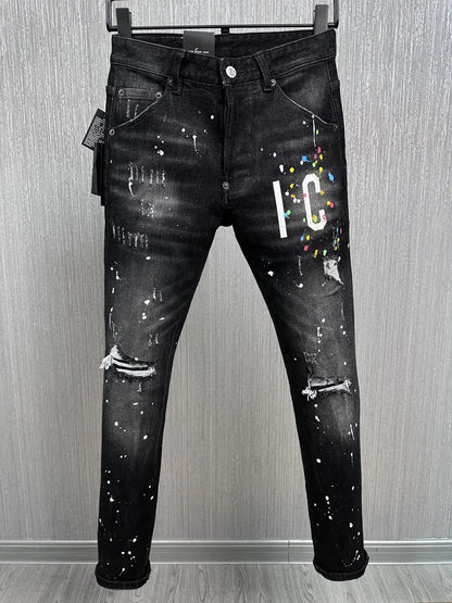 new design style D2 Men Jeans Coolguy Long Pants Straight Multiple button Hole SLIM black top quality D2 jeans pant 881.