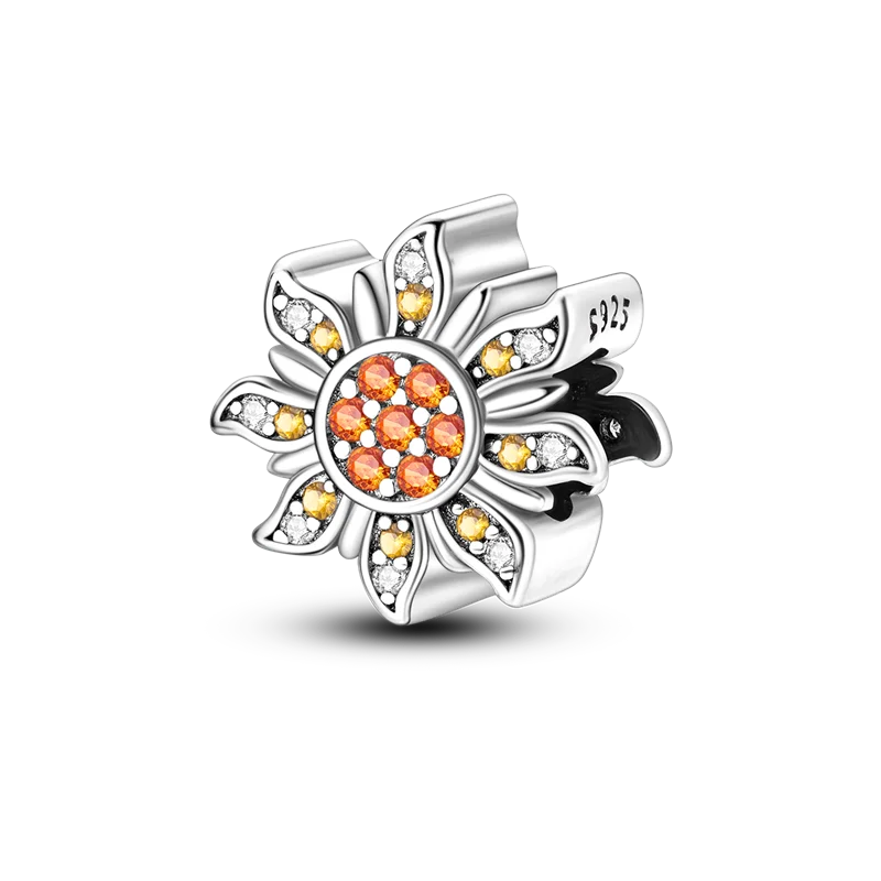 Flowers Series 925 Sterling Silver Sunflowers Tulip Carnation Charms Fit Original Bracelet  For Women Jewelry Making