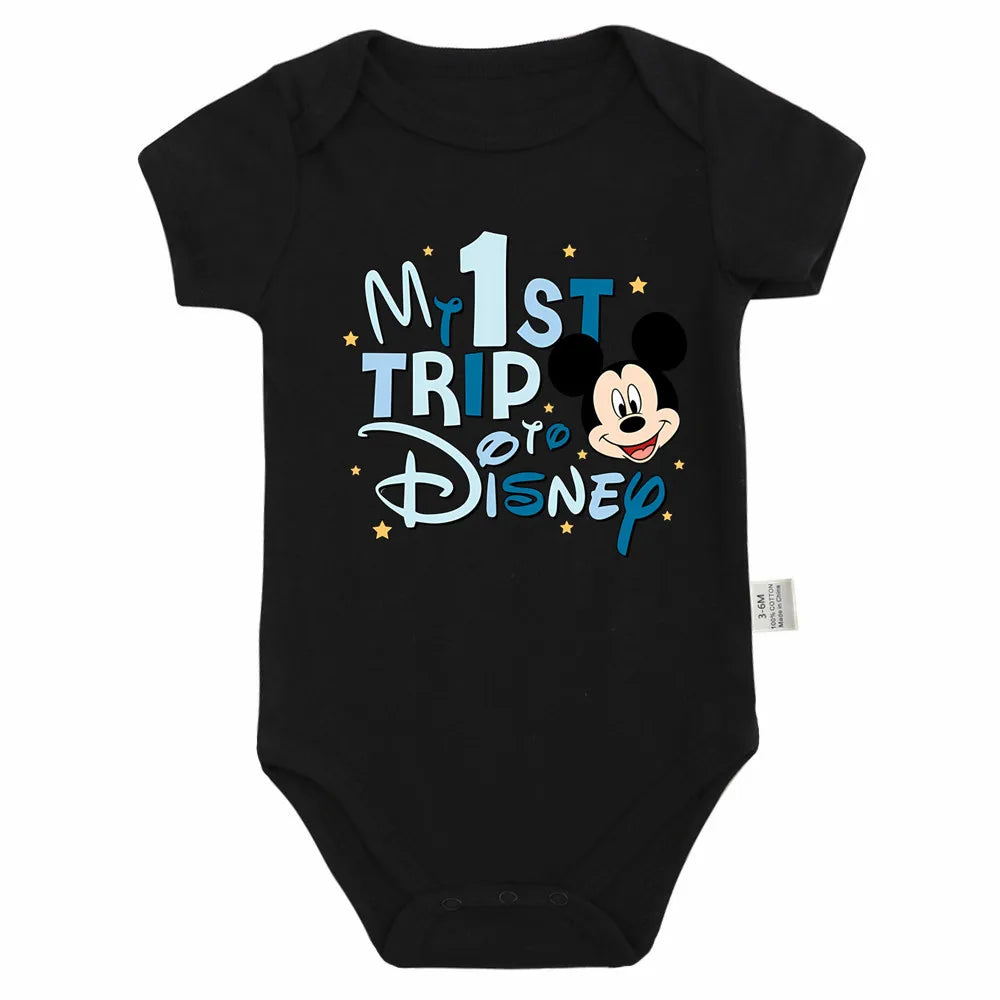 Neue Ankunft Baby Kleidung My 1st Trip Disney Baby Bodys 100% Baumwolle Sommer Baby Jungen Mädchen Strampler.